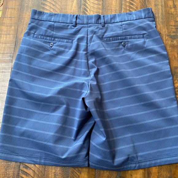 Pebble Beach Dry Luxe Performance Mens Golf Shorts Blue Striped Sz 36 Flat Front - Picture 3 of 5
